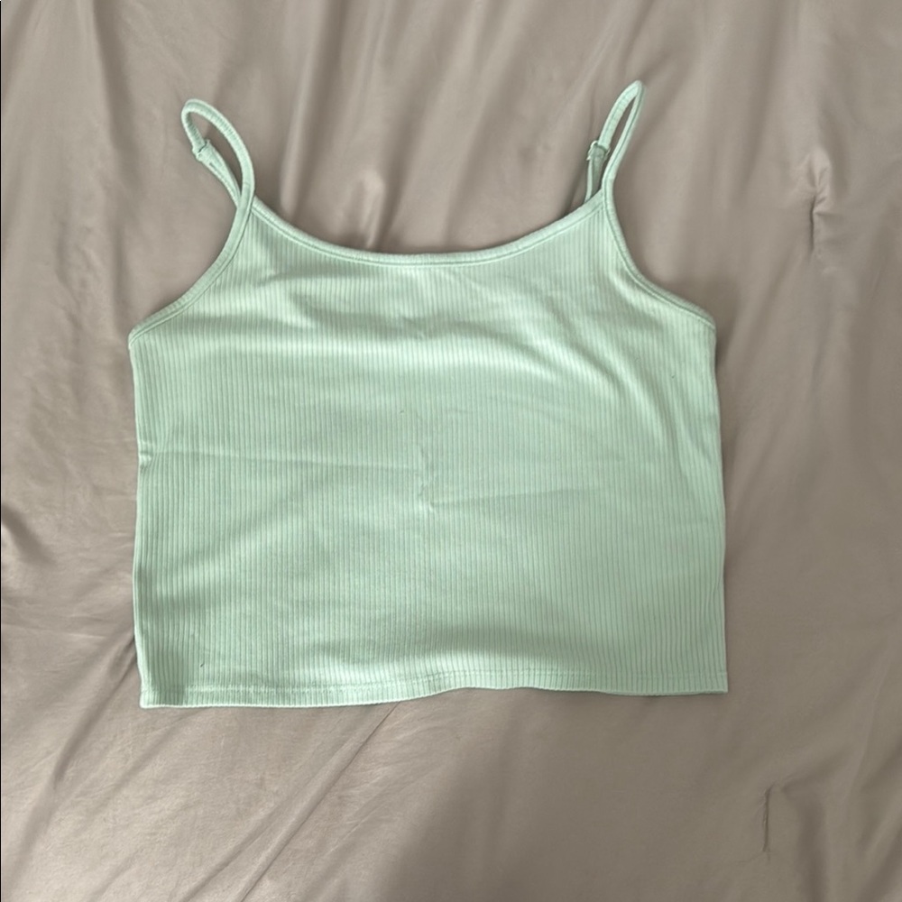 American Eagle Mint Ribbed Crop Tank Top